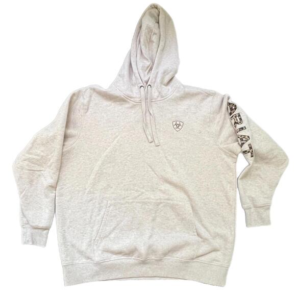 Ariat Women’s Leopard Print Oatmeal Hoodie - XL - Picture 1 of 7